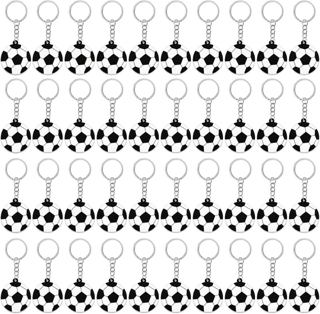 CiciBear 40 Pack Soccer Keychains Party Decoration for Soccer Football Sports Themed Party, Sports Baby Shower, Kids Birthday, School Rewards