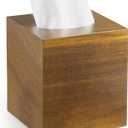 Acacia Wood Tissue Box Cover - Square Thick Tissue Box Holder for Cube Boxes, Smooth Polished Decorative Wooden Tissue Holder for Bathroom, Bedroom, Dining Table, Kitchen or Office
