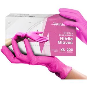 FifthPulse Fuchsia Hot Pink Nitrile Disposable Gloves - 3 Mil Nitrile - Powder and Latex Free - Surgical Medical Exam Gloves, Medium