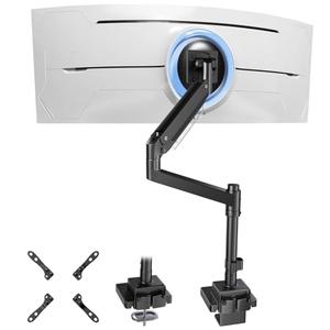 Single Monitor-Arm Heavy Duty for 24-57-inch - Ultrawide Aluminum Single Pole Monitor Mount,Fully Adjustable, Ideal for Gaming, Office & Home Use, Max Load 59.4lbs, VESA 75/100/200 mm, Black