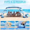 Beach Cabana with 6-Corner, 8'8' UPF50+ Beach Canopy, Adjustable Height Beach Tent Sun Shelter, Cool Cabana Beach Tent with Removable Side Wall, Beach Shade for Garden, Camping (Blue White Stripes)