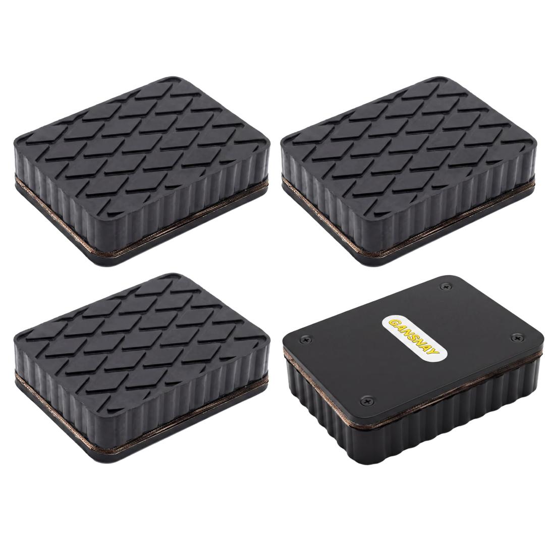 GANSNAY Rubber Blocks for Car Lift, 4 Pack Car Lift Pads 6.3" x 4.7" x 4.7", Reinforced Surface Lift Blocks Resist Cuts & Wear, Anti-Slip Auto Lift Pads for Trucks, Jeeps, Fleet Vehicles