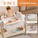 3 in 1 Baby Bassinet,Bedside/Rocking Bassinet for Baby,Bedside Crib with lockable Wheels,Waterproof Mattress,Adjustable 6 Heights,Portable Bassinets Bedside Sleeper for Newborn Infant-Beige