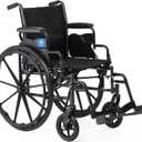 Medline 16 Height Adjustable K3 Wheelchair with Swing-Back Desk-Length Arms & Swing-Away Footrests, 300 lbs. Capacity Transport Aid, Adults & Seniors