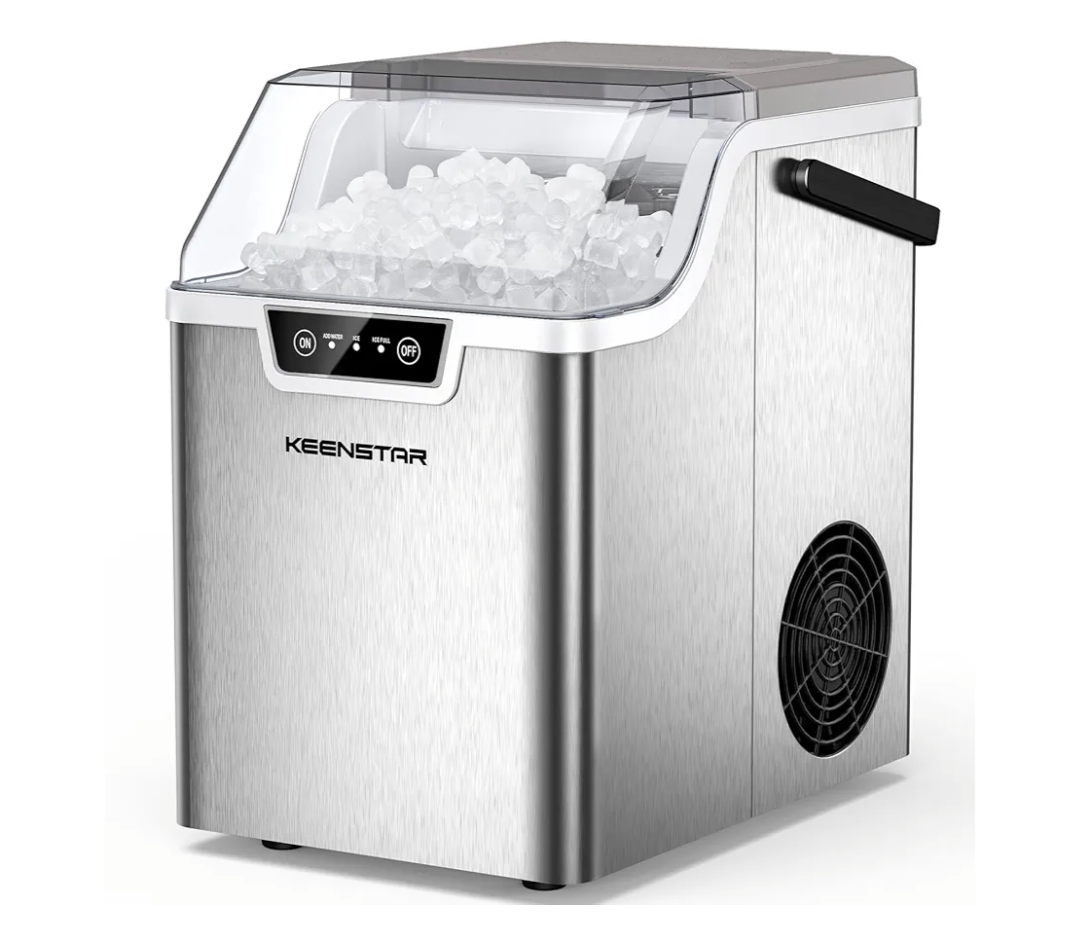 Nugget Countertop Ice Maker with Soft Chewable Ice 40Lbs, Pebble Sonic Ice Machine with Basket and Scoop, Ready in 5 Mins, 40Lbs/24H, Auto Self-Cleaning, for Home, Kitchen, Office, Party, Camping