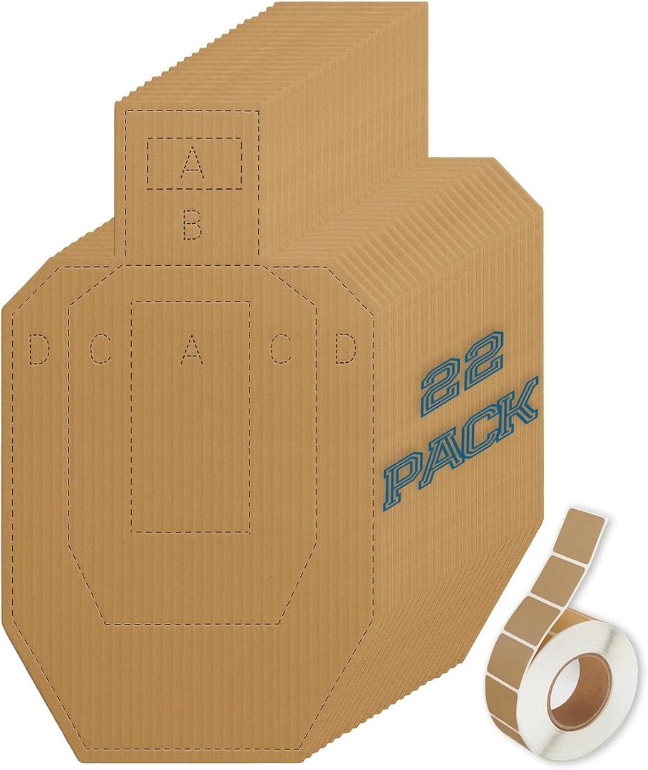 Shooting Targets for the Range, 30 x 18 Inch Silhouette Cardboard Targets for Tactical Practice Competitions with Paster, 22 Pack