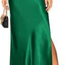 Women's 2025 Summer Satin Maxi Skirts High Waisted Spring Silk Casual A-Line Cocktail Party Long Skirt (Medium)