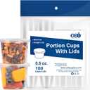 EDI [5.5 OZ, 100 Sets] Clear Disposable Plastic Portion Cups with Leakproof Lids | Jello Shot Condiment and Dipping Sauce Cups | Souffle Cups | BPA Free | Recyclable