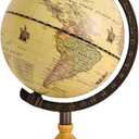 Vintage Mini World Globe for Adults Kids,Dia 5.5" with Wooden Stand Metal Frame,Antique Color Decorative Desktop Globe for Home Office Decor,Educational Geographic Globe for Kids Learning