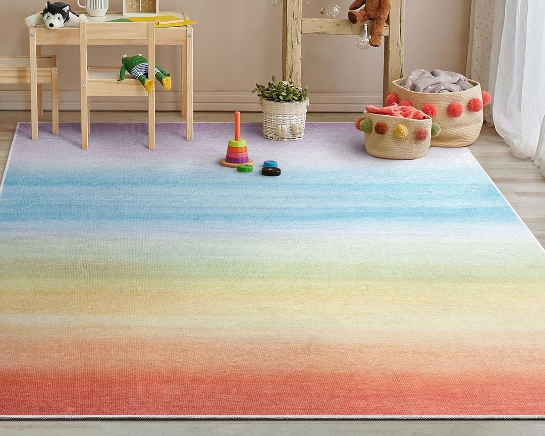 Well Woven Kids Rugs Sunrise 9'10" x 13' Multi Color Modern Flat-Weave Playroom Area Rug
