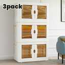 25.2Gal/100QT Storage Bins with Lids 3 Tier, Large Storage Box Collapsible Foldable Plastic Closet Organizer for Home
