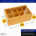 JB Home Collection 4562, Tea Bag Organizer Spice Organizer and Tea Storage Stash Tea Bag Holder with 8 Compartments, Natural Bamboo Wooden Box