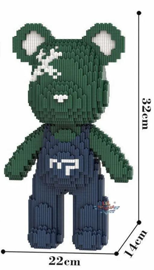 Green Teddy Blocks Bear Micro Building Blocks Set(4500Pieces) Christmas Graffiti Bear Building Blocks Creative Gift, Home Office Decor for Kids Adults 8+