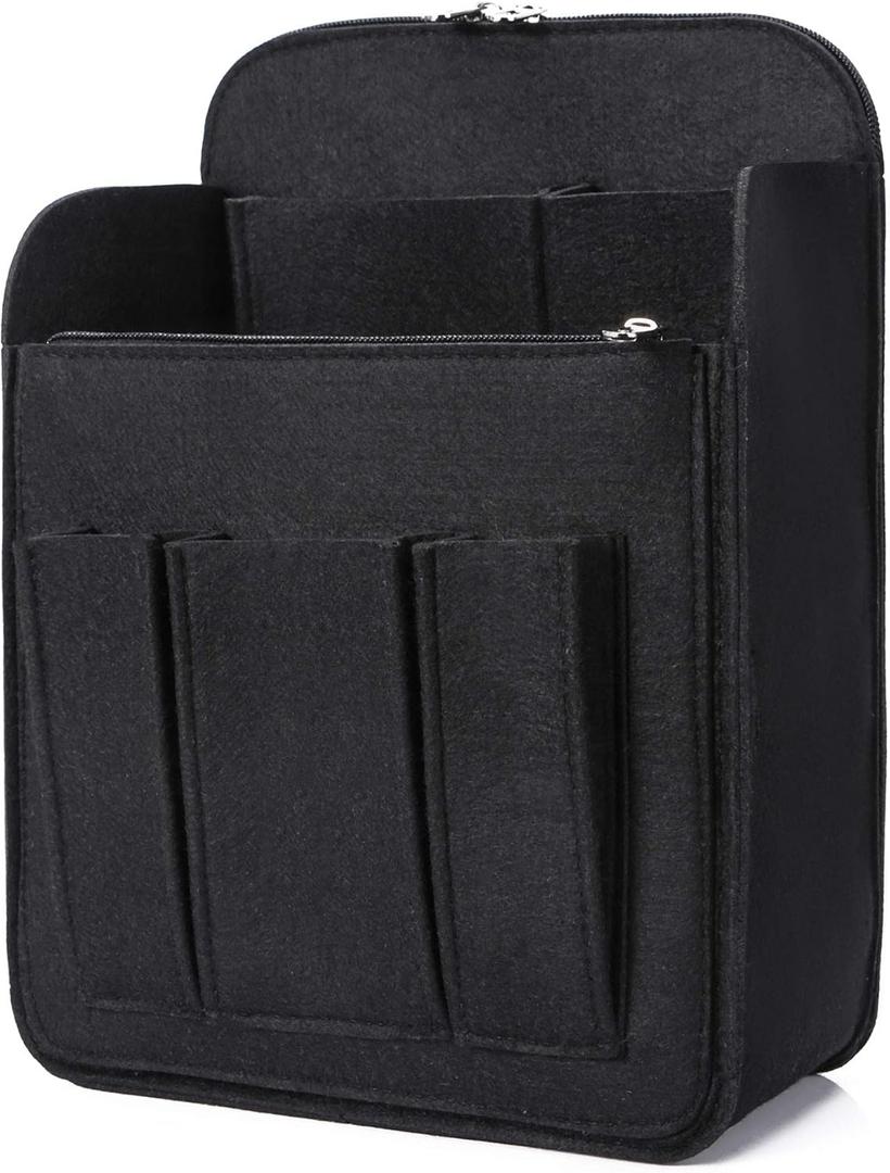 Yoillione Felt Backpack Organizer Insert for Women and Men, Large Travel Rucksack Insert with High Capacity, Lightweight Bag Organizer with Zipper Pockets (Medium, Black)