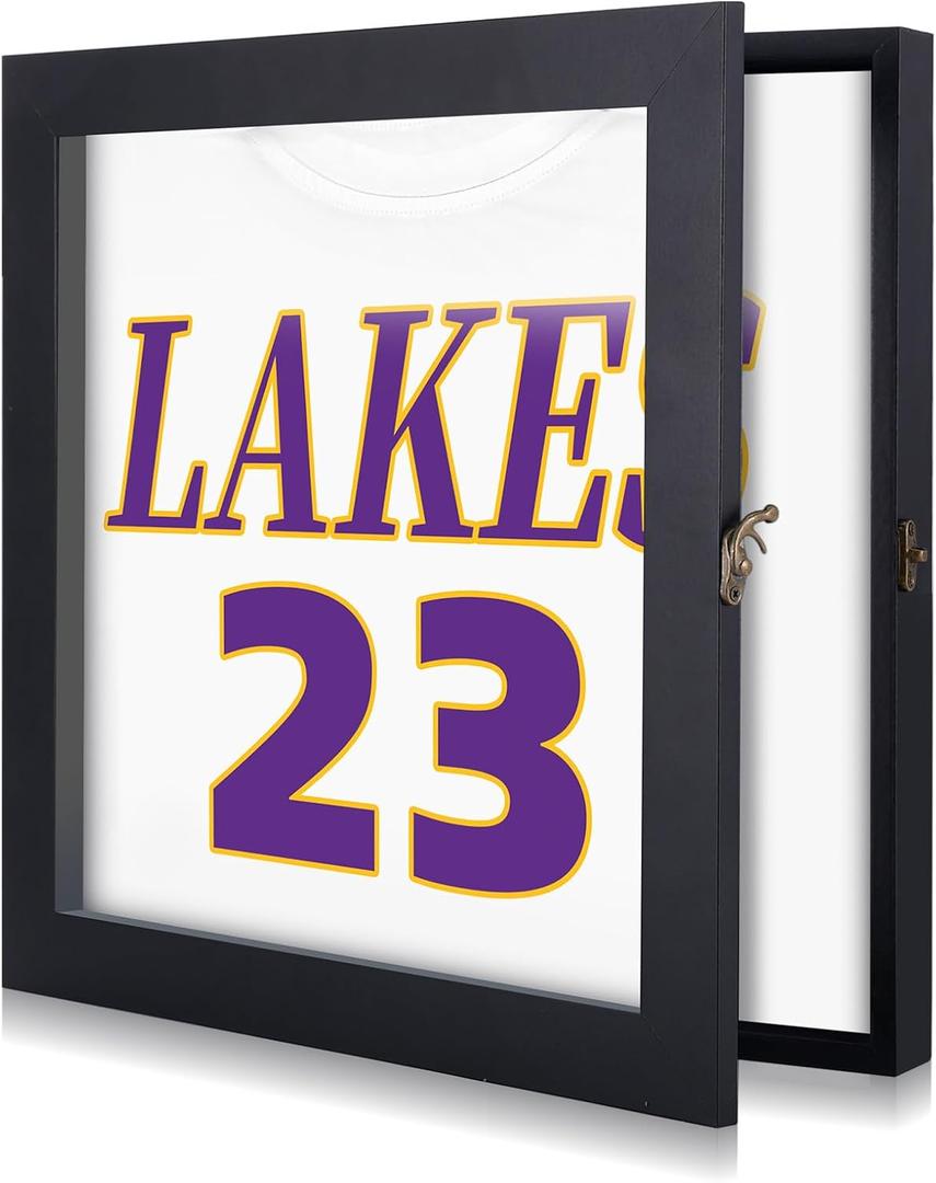 13" x 13" T Shirt Frames for Wall Display, Jersey Frame Display Case with UV Protection Acrylic, Wood Shadow Box Frame Depth of 1", Display Case for T Shirts, Jerseys, Memorabilia