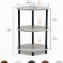 Round Pedestal End Table - 3-Tier Oval Accent Table for Small Spaces, Rustic Wood and Metal Couch Side Table, Nightstand for Bedroom or End Table Living Room, Easy to Assemble, Greige