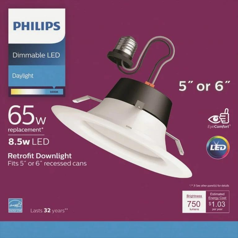 Philips 65W 5/6" Retrofit Downlight Soft White: Energy Star Certified Recessed Can Light, 750 Lumens, E26 Base