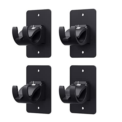 3 Pieces Self Adhesive Curtain Rod Bracket, Universal Plastic Curtain Rod Holders, No Drill Curtain Rod Brackets Curtain Rod Hooks for Bathroom, Bedroom, Livingroom, Kitchen (Black)
