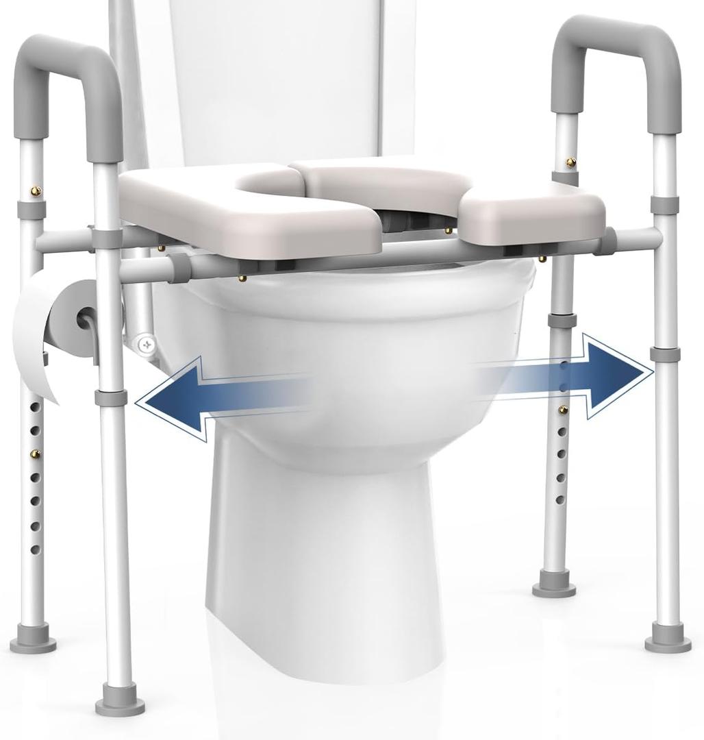 Raised Toilet Seat with Handles - FSA/HSA Eligible Adjustable Elevated Toilet Seat Riser, 300 lbs Toilet Seat Riser for Seniors, Handicap and Disabled, FSA/HSA Eligible, Fit Any Toilet