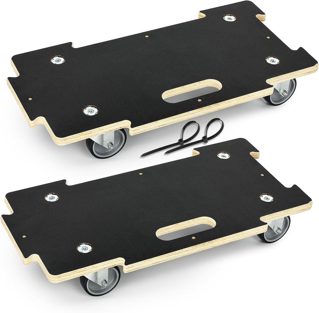 551LB Heavy Duty Moving Dolly, 4-Wheel Foldable Hand Truck with 11-Layer Plywood Base, 3" Silent TPR Wheels, No-Assembly Utility Cart for Luggage, Furniture, Warehouse (Spliceable(2 Pack))