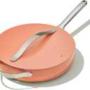 Caraway Nonstick Ceramic Saut Pan with Lid (4.5 qt, 11.8") - Non Toxic, PTFE & PFOA Free - Oven Safe & Compatible with All Stovetops (Gas, Electric & Induction) - Perracotta