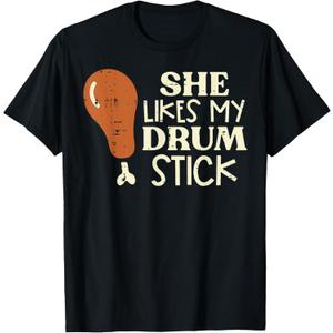 Thanksgiving She Likes My Drumstick Funny Couple Match Men T-Shirt, Size L