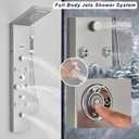 Shower Panel Shower Tower LED Rainfall Waterfall Showerhead Full Body ShowerSystem with 4 Adjust-angle Body Jets Stainless Steel Shower Panels, Brushed Nickel
