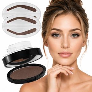 2Pcs Eyebrow Stamp Kit, Eyebrows in 5 Seconds, Achieve perfect results easily with Precise Application (DARK BROWN)
