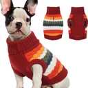 Kuoser Dog Sweater, Thermal Dog Sweaters for Medium Dogs Girl Boy, Puppy Christmas Sweater Thrtleneck Knitwear, Cozy Sweaters for Dogs, Thanksgiving Pet Outfit Warm Clothes for Fall Winter, Red M (Medium (Chest: 15.7''; Weight: 9 - 13LB)