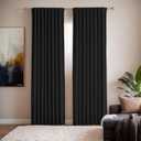 Black Blackout Curtains for Bedroom Living Room Windows 52 x 84 Inches Long 2 Panels Set - Back Tab and Rod Pocket with Hook for Track System -Light Filtering Privacy Curtains