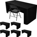 HolidayIdeas Black Open Back Fitted Rectangle Tableclothss for 8 Ft Table, 3-Sided Table Covers 96x30 Inch for Craft Fairs, Banquets, Trade Show Display, Black,6 Pcs