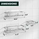 Youvip Adhesive Shower Caddy, 3 Pack Shower Shelves with Soap Holder and 12 Hooks, Rustproof No Drilling Bathroom Organizer and Storage, Silver