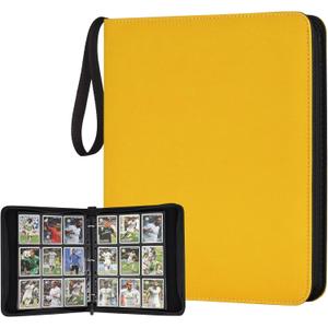 9 Pocket Card Binder, Premium Zip Trading Card Binder, 720 Double Sided Pocket PU Card Collection Binder, Collector Card Album, Card Folder for MTG, TCG, Sports Cards, Game Cards (YELLOW)