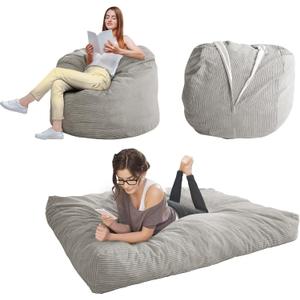 MAXYOYO Giant Bean Bag Chair Bed for Adults, Convertible Beanbag Folds from Lazy Chair to Floor Mattress Bed, Large Floor Sofa Couch, Big Sofa Bed, High-Density Foam Filling, Machine Washable, Twin