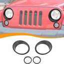 Headlight Bezels Headlight Cover Trim & Front Turn Signal Light Trim Cover Fit for Jeep Wrangler JK JKU 2007-2017, Exterior Accessories, Black