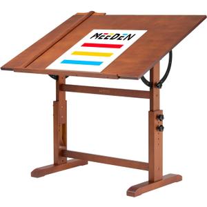 MEEDEN Extra-Large Wood Drafting Table: 42" x 30" Artist Drawing Desk - Height Adjustable Art Craft Table - Tilting Table for Adults Painting Reading Writing Sketching (Walnut)