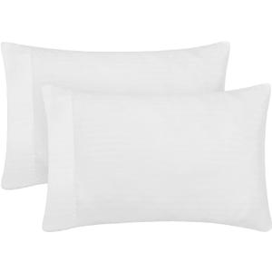 Mellanni Pillow Cases - Luxury, Extra Soft, Cooling Pillow Covers - 2 PC Iconic Collection Pillowcases - Envelope Closure (King 20" x 40", Striped White)