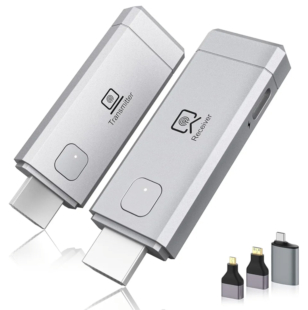 2026 Wireless HDMI Transmitter & Receiver Set – Supports 4K Decoding, 1080P OutputPlug-and-Play Portable 5G+2.4G Extender: Transmits Audio/Video from Laptops/Desktops/TV Boxes/Projectors to Displays