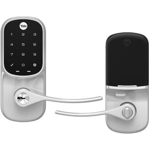 Yale Assure Lever Entry Door Lock with Wi-Fi Connected Touchscreen, Satin Nickel Smart Keypad Door Lock with Handle and Back-Up Key, YRL226-WF1-619