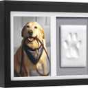 Pearhead Pet Memory Box & Urn Solid Wood, Black Finish, Personalized Keepsake with Clay Paw-Print Kit & 4" 6" Photo Frame Holds Ashes, Collars, Special Toys & Memories