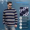 ZVX Men's Striped Long Sleeved T-Shirt, Casual Round Neck Long Sleeved Top, Regular-Fit Daily Striped T-Shirt Basic Style (XXL)