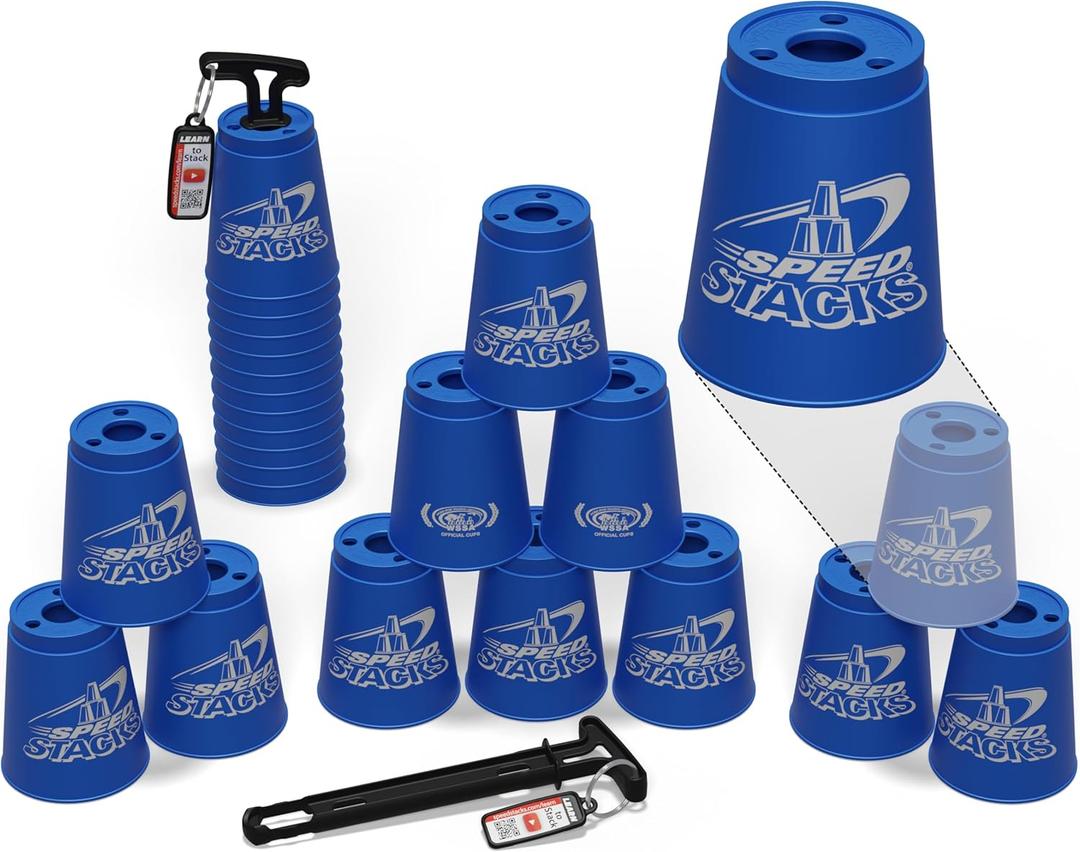 Speed Stacks | Official Sport Stacking Set, Blue - 12 Cups and Holding stem | Top Grade Materials, Low Friction | WSSA Approved