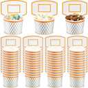 Suclain 48 Pieces Basketball Hoop Snack Cups Basketball Party Decorations Paper Party Supplies Paper Snack Cups Disposable Treat Food Bowls for Ball Themed Birthday Favors