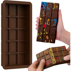 BABORUI Deep Chocolate Bar Mold, 1.2 Inch Chocolate Bar Mold for Dubai Chocolate Bar Pistachio, Large Silicone Chocolate Mold for Filling Knafeh Pistachio Cream