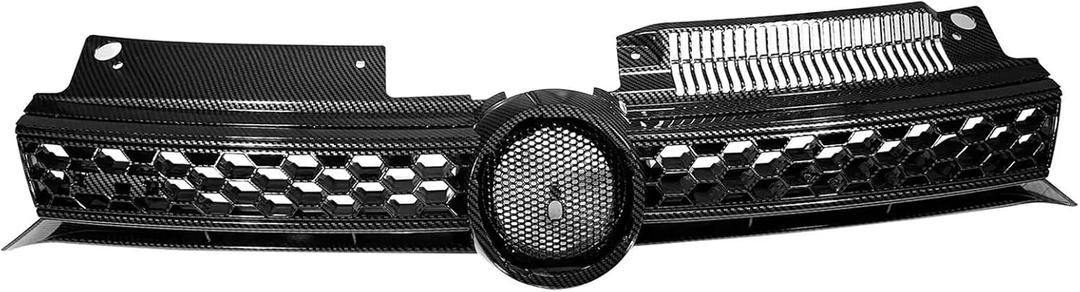RDDY START Black Carbon Fiber Print Front Bumper Grille Compatible with 2010 2011 2012 2013 2014 Volkswagen MK6 Golf/GTI/Jetta Sportwagen Insert Bumper Upper Center Grille