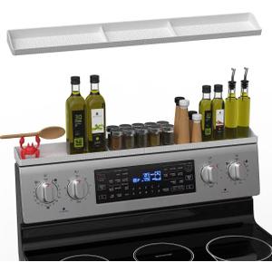 30 Inch Silicone Stove Top Shelf Magnetic for Kitchen, Strong Magnetic Heat Resistant Spice Rack Organizer for Over Stove Oven (White)