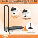 Adjustable One Step Stool with Handle for Elderly Adults Safety, Heavy Duty Bed Step with Non-Slip Platform for High Beds/Doorway/Kitchen/Closet(Black Platform)