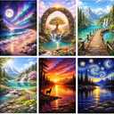 Yikenjoy 6 Pack Diamond Painting Kits for Adults, 5D Diamond Art Kits for Adults Beginners, Full Drill Landscape Diamond Painting Kits, DIY Diamond Art Kit Set for Home Wall Decor Gift (12x16in)
