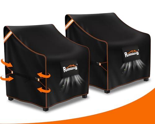Rimwig Patio Chair Covers 2 Pack, Waterproof Outdoor Furniture Covers, Heavy Duty Wicker Swivel Chair Covers for Garden Lawn 30" W x 30" D x 36" H