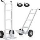 Hand Truck, 600 lbs Load Capacity, Heavy Duty Industrial Dolly with 10" Pneumatic Tire and 2 Elastic Cords, Dolly Cart for Moving in Home, Office, Warehouse, Transport, Supermarket